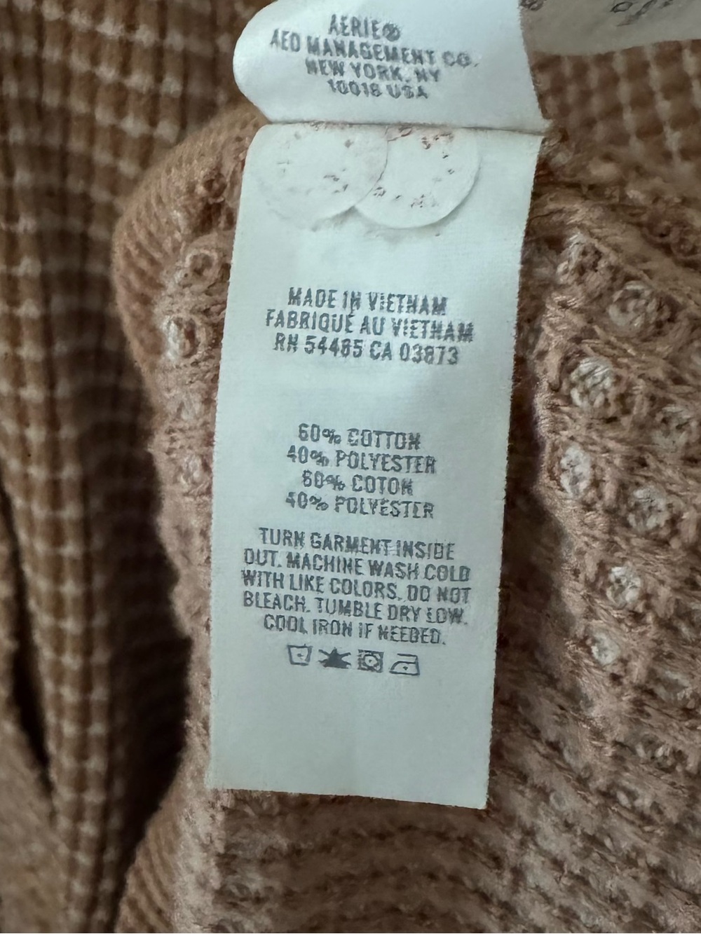 Aerie Lumber Jane Waffle Shirt Shacket XL Oversized Neutral Tan Thermal Minimal - Picture 12 of 13
